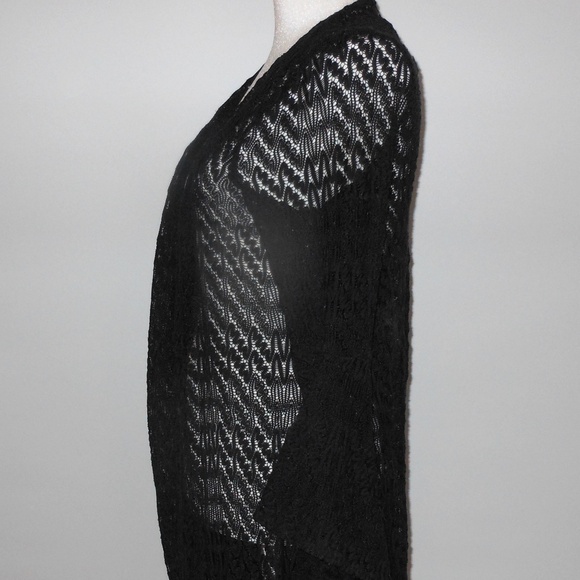Nordstrom Black Mesh Cardigan Shawl with Flare Sleeves – Size Small - Picture 3 of 5